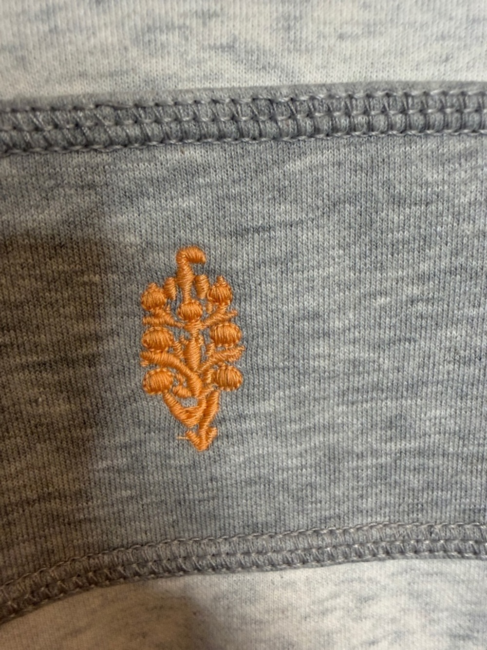 Free People Light Grey and Red Graphic Cowl Sweater with Orange Stripe - Picture 7 of 8